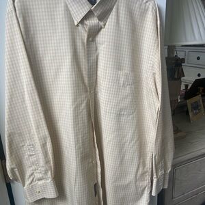 Jos. A. Bank Light Beige Checkered Button Down Shirt